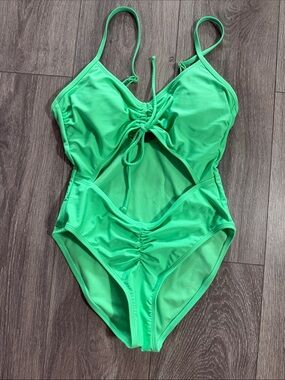 California Sunshine Bright Green One-Piece Cutout Swimsuit small